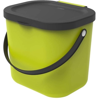 Rotho Albula Biomülleimer 6l mit Deckel und Henkel für die Küche, Kunststoff (PP) BPA-frei, hellgrün/anthrazit, 6l (23,5 x 20,0 x 20,8 cm)