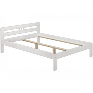 ERST-HOLZ Bett Bettgestell Kiefer weiß 140x200 ohne Rollrost, Kieferwaschweiß weiß