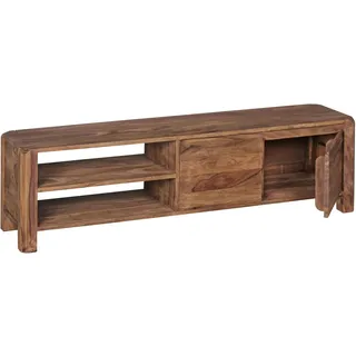 FineBuy Lowboard 140 x 40 cm Braun Massivholz