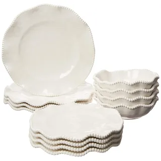 Certified International Perlette Cream 12-teiliges Melamin-Geschirr-Set, glänzend, Service für 4 Personen