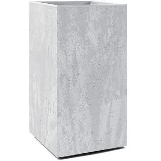 Tymar Pflanzkübel auf Rollen 30x30x60 hoch pflanzgefäße für draussen, hohe blumenkübel Betonoptik Kunststoff_KARO (Beton)