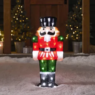 Lights4fun 60cm LED Acryl Nussknacker Figur innen und außen Weihnachtsfigur Weihnachtsdeko Weihnachtsbeleuchtung Außen