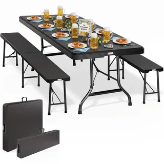 CASARIA Malmö Set 3-tlg. Tisch 180 x 75 x 73 cm schwarz klappbar