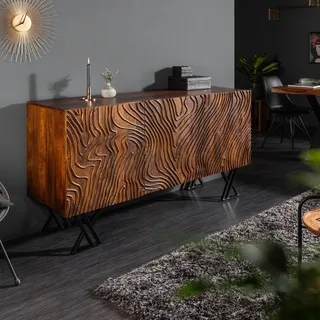 Handgearbeitetes Sideboard FLUID 160cm Mangoholz aufwendigen 3D Schnitzereien