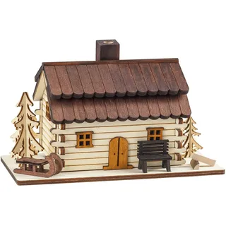 Saico Räucherfigur Haus Holz 20 cm natur/braun