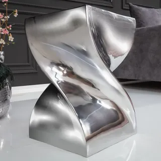 Riess-Ambiente Beistelltisch TWIST - 30cm silber Aluminium poliert Sitzhocker Modern Design