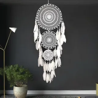 ZOYIEP Großer Boho-Stil Traumfänger XXL Wanddeko Handgemachter Kinder Wandbehang Makramee Heimdekoration (Weiß)