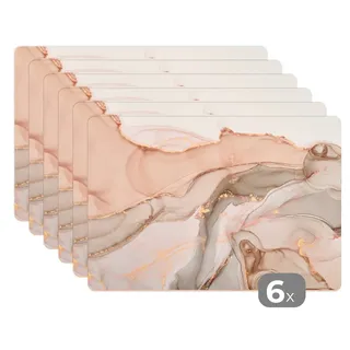 MuchoWow Platzset Marmor - Rosa - Rosa, (6-St), Platzsets, Tischset, Abwaschbar, Tischsets, Platzdeckchen rosa