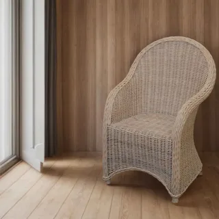 Rattan-Sessel  Esszimmersessel Korb-Sessel Flechtsessel Natur (Vintage Weiss)