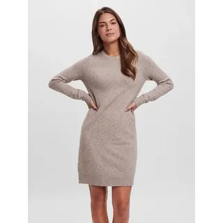 Strickkleid VERO MODA "VMDOFFY LS O-NECK DRESS GA NOOS", Damen, Gr. XL, N-Gr, beige (sepia tint detail:melange), Strick, Obermaterial: 94% Polyester, 3% Elasthan, 3% Nylon, meliert, regular fit kurz, Rundhals, Rippbündchen, Kleider Strickkleid, Materialmix mit Stretch, locker geschnitten