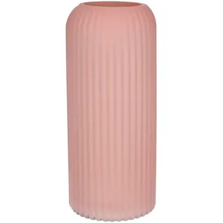 INNA-GLAS Dekovase ALBURGIS mit Rillen, Glas, Altrosa-matt, 25cm, Ø10cm - Blumenvase