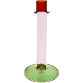 Kerzenhalter aus Glas, hoch, Moderne Tischdekoration, Verwendung als Heimdekoration, Strumpffüller, Wichteln, Größe: 19 cm, Orange, Rosa, Grün