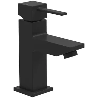 Waschtischarmatur WELLTIME "Trento, Wasserhahn", schwarz, B:5cm H:15,6cm T:14,7cm, Messing, Armaturen, wassersparende Eco-Click-Funkt,inkl. Pop-Up