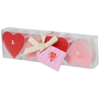 Decoris 4 Teelichter Kerzen Paraffin 2x4cm Herzen Tischkerzen Dekokerzen Herz Teelicht Hochzeit Valentinstag Muttertag Tischdeko Hochzeitsdeko Rot Rosa