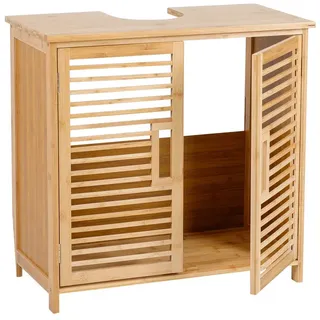 axentia Waschbeckenunterschrank Badezimmerschrank, Badschrank, Unterschrank Bambus beige