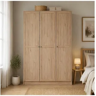 Home affaire Kleiderschrank Billund, skandinavischen Design & viel Stauraum, 2 Breiten 145/195 cm Viel Stauraum mit Böden & Kleiderstange, praktische Aufteilung braun 147 cm x 200,1 cm x 61,7 cm