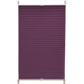 Deco4Me Plissee ohne Bohren (110 x 140 cm, Aubergine Crash) - Blickdicht, lichtdurchlässig, Keine Verdunkelung - Jalousien zum Klemmen - Faltrollos für Fenster