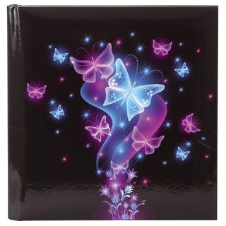 Goldbuch Poesiealbum Schmetterling, Notizbuch mit 96 weißen Seiten, Tagebuch, Einband aus Kunstdruck, Journal für Kinder und Erwachsene, Format 16,5x16,5 cm, fadengeheftet, Schwarz / Blau /Pink