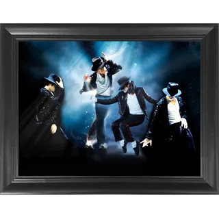 Gerahmtes 3D-Linsenraster-Poster, Motiv: Michael Jackson King of Pop Moonwalk, 36,8 x 47 cm, unglaublich lebensecht, gerahmt, 3D-Kunstbilder, Linsenraster-Poster, cooles Art-Deco, einzigartige