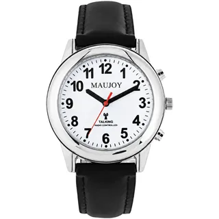 MAUJOY Sprechende Uhr für Herren für Blinde Senioren mit Sehbehinderung | Laute und klare Stimme,Spricht Deutsch,Täglicher Wecker und stündlicher Gong, geeignet für Sehbehinderte und Senioren
