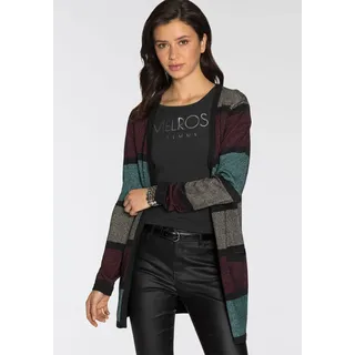 MELROSE Longstrickjacke petrol-bordeaux gestreift 40/42
