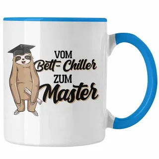 Trendation Tasse Lustige Faultier Master Tasse Vom Bett Chiller Zum Master Abschluss Pr blau