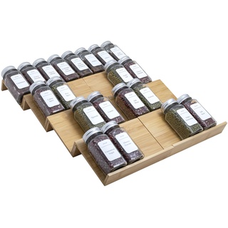 Angimio Bambus-Gewürzregal, Schubladen-Organizer – 8-teiliges Set – 17,8 cm breit pro Stück – Kombinieren Sie Teile in einem 35,6 cm breiten Rack (17,8 cm oder 35,6 cm)