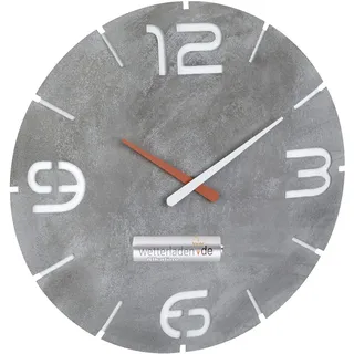 TFA Dostmann 60.3536 Contour Design Funk-Wanduhr (Beton-Optik mit Batterie)
