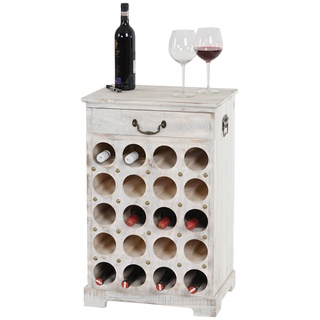 Weinregal Torre T324, Flaschenregal Regal für 20 Flaschen, 76x48x31cm, Shabby-Look, Vintage ~ weiß
