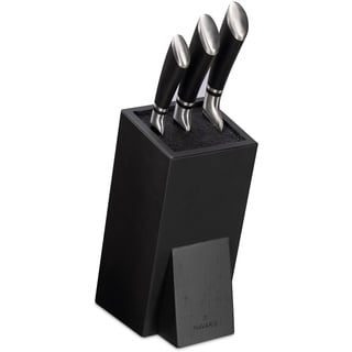 Navaris Messerblock aus Akazienholz mit Borsteneinsatz - Messer Block unbestückt aus Holz - universal für Küchenmesser Kochmesser Kochbesteck - schwarz