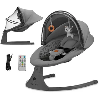 Kinderkraft LUMI 2 Babywippe, Elektrische Babyschaukel, Von der Geburt bis 9 Monate, Höhenverstellbar, 5 Schaukelmodi, 12 Melodien, Bogen mit Spielzeug, Dunkelgrau