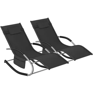 Tectake Taya Gartenliege 142 x 62 x 92 cm Schwarz