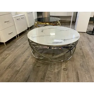 Couchtisch, Wohnzimmertisch, Tisch  Farbe Silber Marmor Optik  Rund Ø 90 cm