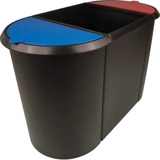 Helit Trio-System Papierkorb 38 l Schwarz/Rot/Blau