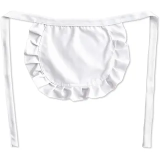 YAWYO Weißer Halbschürze für Damen und Mädchen, Verstellbare Taille mit Rüschen, Für Zuhause, Küche, Restaurant, Café, Backen, Party oder Cosplay Kostüm Zubehör