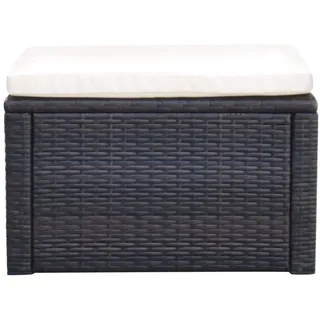 vidaXL Hocker mit Kissen Poly Rattan 53×53×30 cm Braun