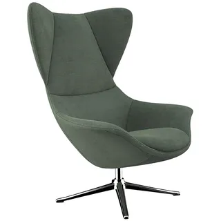 Ohrensessel FLEXLUX "Stilo" Sessel Gr. Struktur, B/H/T: 90 cm x 115 cm x 88 cm, grün (dusty green) Ohrensessel Solitär, Stil-Ikone, drehbar, Fuß Aluminium