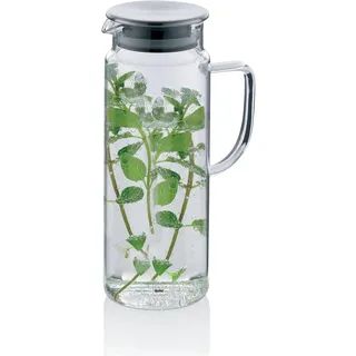 kela Wasserkrug 1,6 Liter PITCHER, Glaskaraffe mit Deckel, 2 Ausguss-Öffnungen, hitzebeständig, Glaskrug für kalte und heiße Getränke