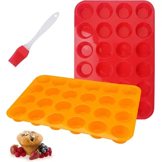 Kleine Silikon Muffinform Set für Mini Muffins Backen 24er Größe