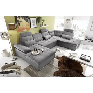 Stella Trading Eckcouch Polyester 7-Sitzer Grau
