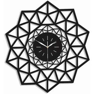 ORNAMENTI Wanduhr Groß, moderne, geometrisch, hingucker Wanduhr, Heilige Geometrie (Minimalistisch, weiss, schwarz, 3 Grossen, 40,50,60, ohne Ticken) schwarz 60 cm