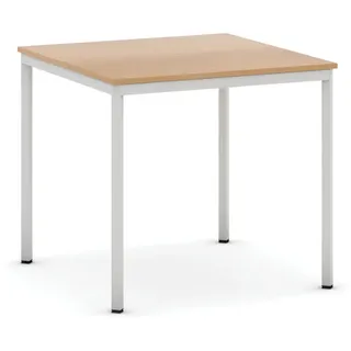 Esstisch BASIC, 80x80 cm, graues Metallgestell, Buche