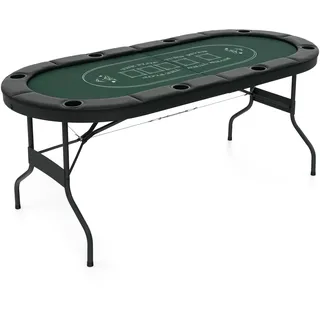 Fantask COSTWAY Pokertisch für 8 Spieler, Spieltisch mit Getränkehaltern und gepolsterter Armauflage, Roulette Tisch für Blackjack, Texas (Grün)