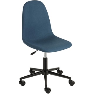 Baroni Home Gepolsterter Bürostuhl, drehbarer und höheverstellbarer Bürostuhl, ohne Armlehne, 130 kg belastbar, Blau, 63x40x93 cm