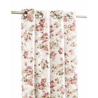 LANDKING Ösenschal, Gardine, Vorhang, Dekoschal, Blumen Rosen, Digitaldruck, Blickdicht, 8 Ösen, 140 x 245 cm, Landhaus, Romantik, Polyester, Farbe rosa