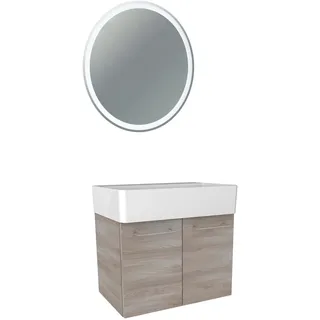 Fackelmann Badmöbel kleines Bad braun mit Aufsatzbecken 3 teilig 60 cm