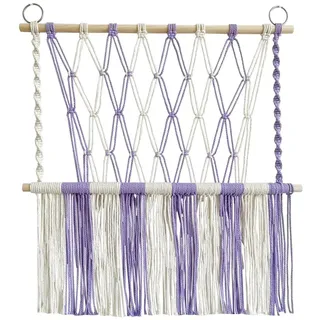 Flaroey Gefüllte Hängematte, Wandteppich, Platzsparend, Boho-Makramee, Wandbehang, Handgewebt, Plüschspielzeughalter, Netz für Spielzimmerdekoration, B
