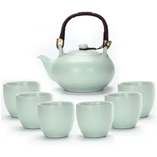 Webao Teeservice Chinesisches Teeservice aus Keramik mit Teekanne und 6 Tassen, 600ml