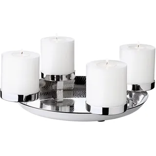 Edzard Adventskranz Kaya (Ø 36 cm), Edelstahl silberfarben, für Stumpenkerzen ø 8 cm