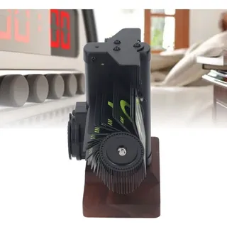 Automatische, Einseitige Digitale 12-stunden-wanduhr Mit Klappfunktion, Batteriebetrieb, Schwarzem Holzsockel, Metallrahmen Und Fluoreszierenden Buchstaben